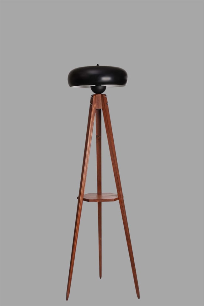 Lumexx Sehbalı Tripod Ceviz Lambader Smith Siyah Başlıklı