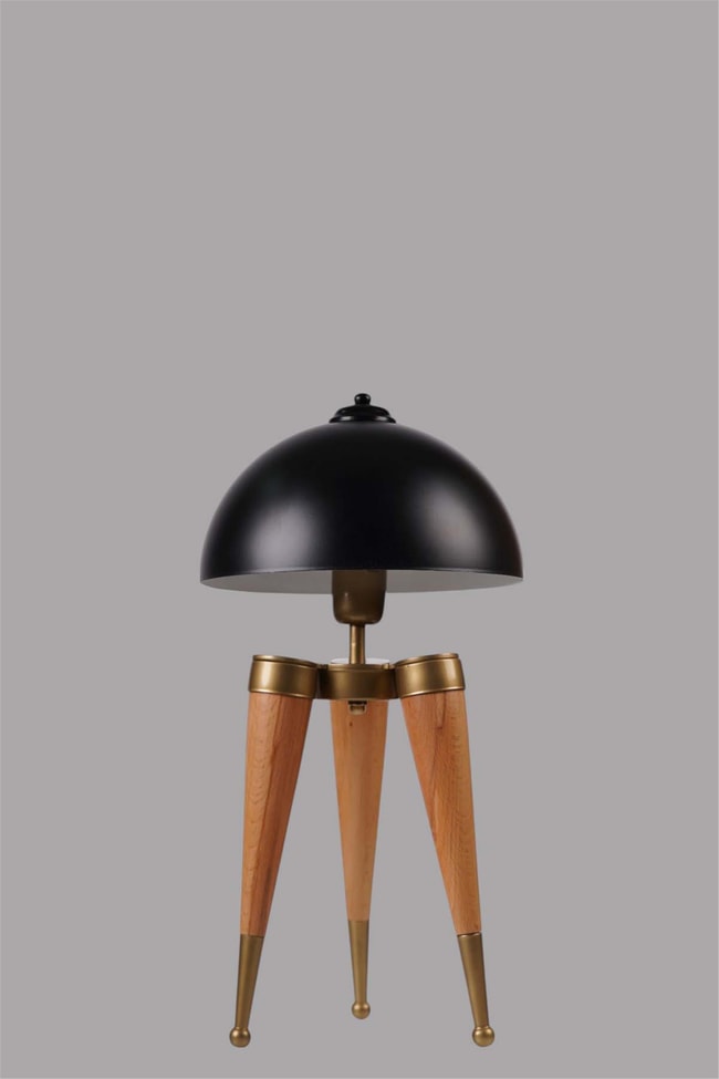Lumexx Stil Naturel Siyah Retro Başlıklı Masa Lambası