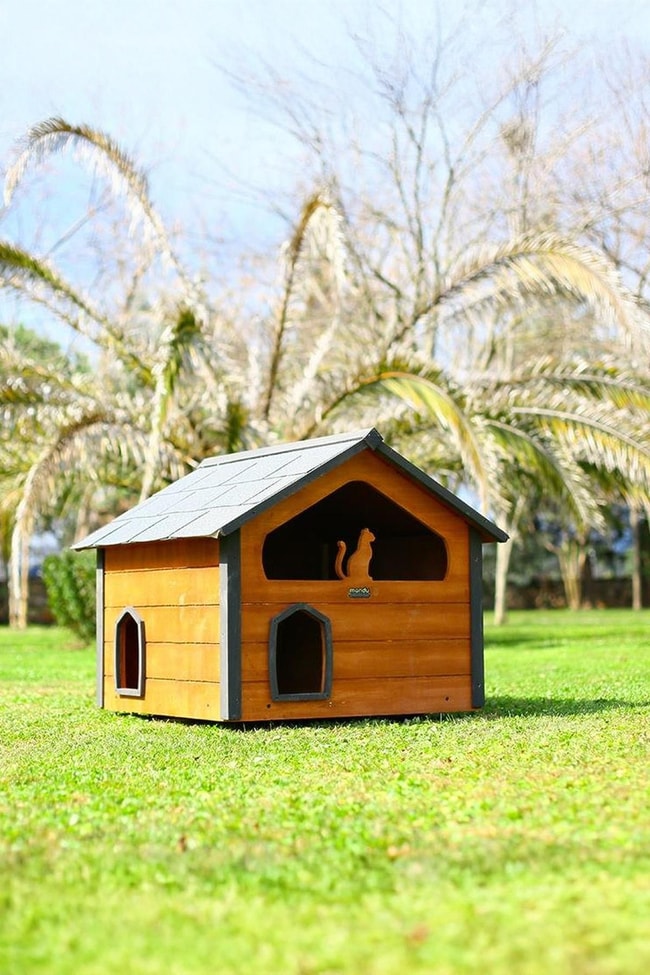 Mandu Ahşap Teraslı Dublex Kedi Evi-Mnd163
