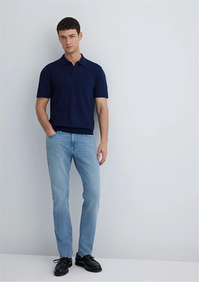 Mavı M0035189346 Marcus Mıd Sky Mavı Black Erkek Slım Denım Pantolon