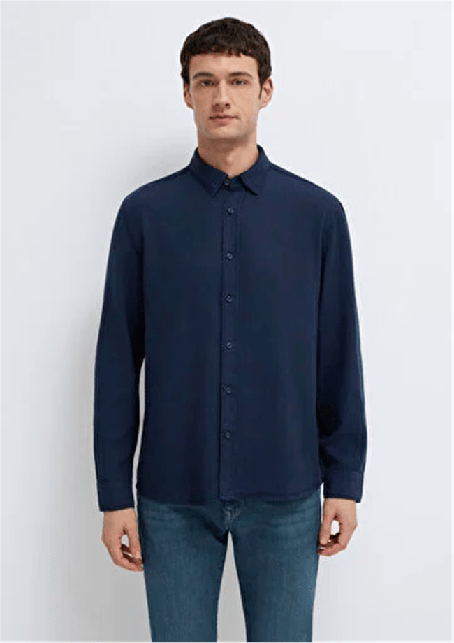 Mavı M0211482-70490 Gece Lacıvert Erkek Regular Uzun Kollu Tencel Gomlek