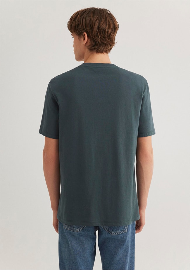 Mavı M0611711-71598 Yosun Yesılı Erkek Loose Mavı Logo Baskılı T-Shırt