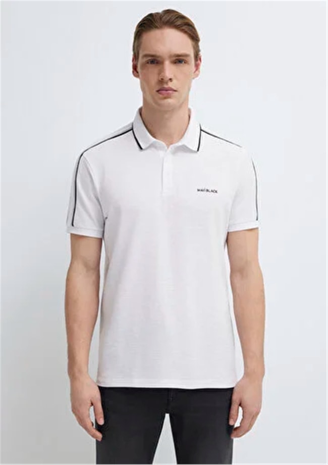 Mavı M0611838-620 Beyaz Erkek Regular Modellı Polo Yaka T-Shırt