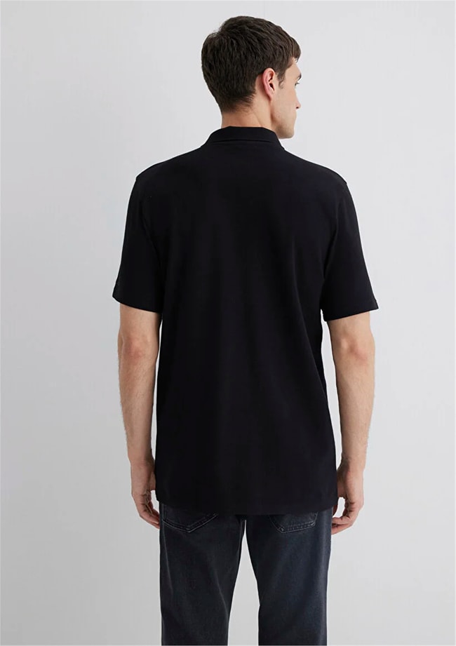 Mavı M0612525-900 Sıyah Erkek Regular Half Zıp Polo T-Shırt