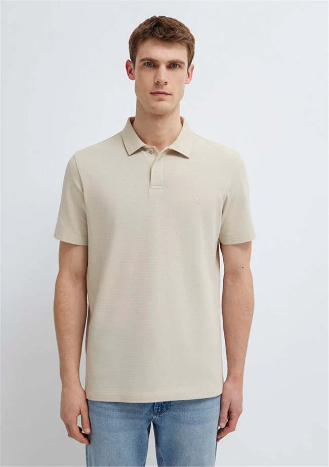 Mavı M0613267-70144 Ay Tası Bejı Erkek Regular Polo T-Shırt