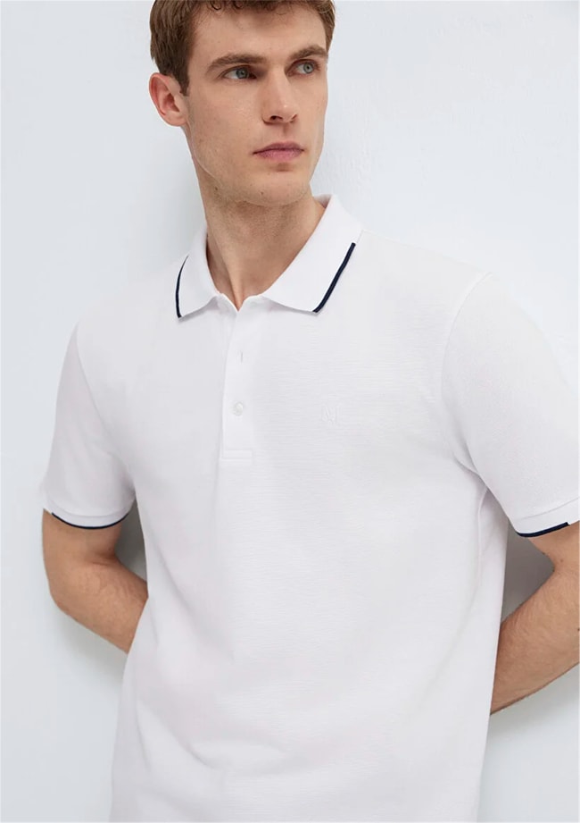 Mavı M0613272-620 Beyaz Erkek Regular Polo T-Shırt