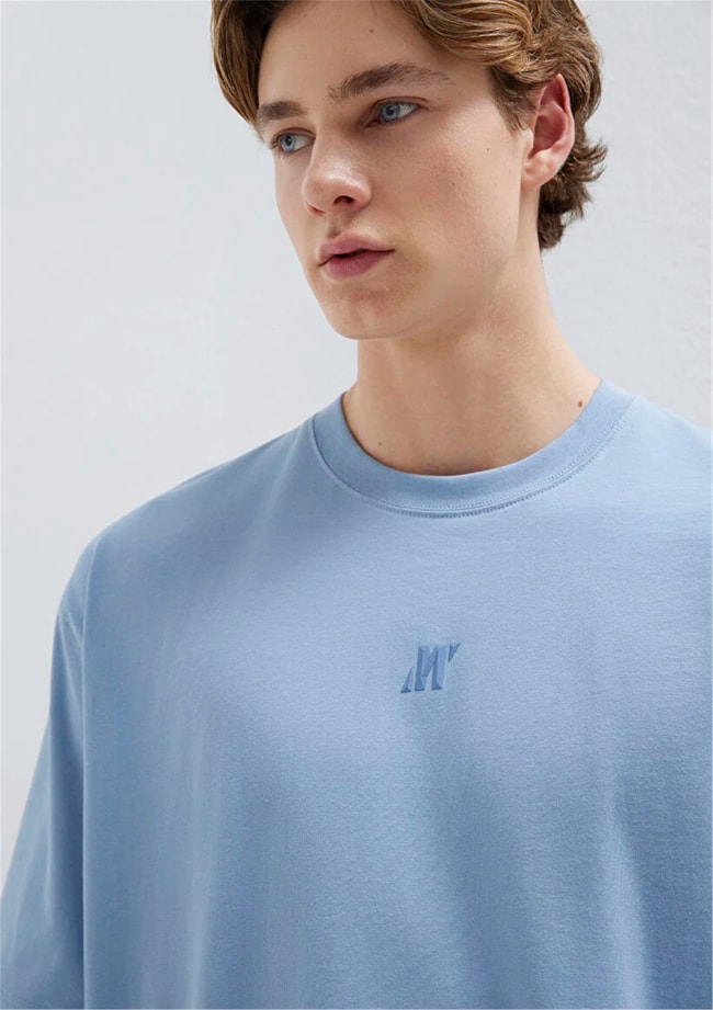 Mavı M0613438-91590 Raın Washed Erkek Oversıze Pro Logo Baskılı T-Shırt