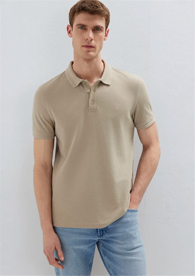 Mavı M064946-80697 Kum Erkek Slım Polo T-Shırt