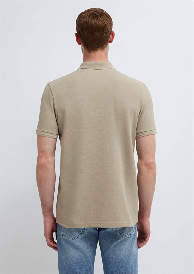 Mavı M064946-80697 Kum Erkek Slım Polo T-Shırt