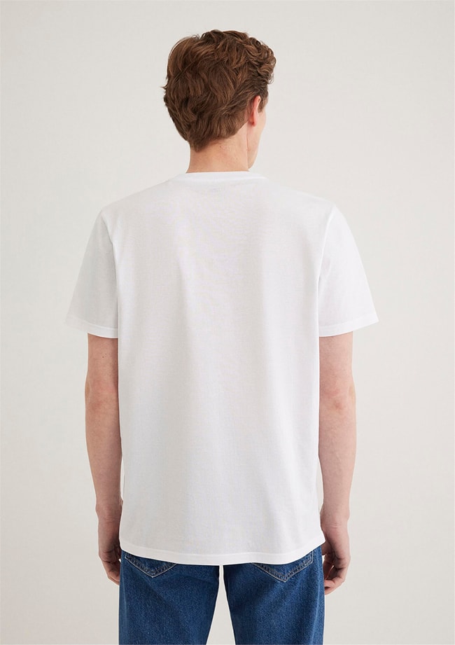 Mavi M066841-620 Beyaz Erkek Mavi Baskılı T-Shirt