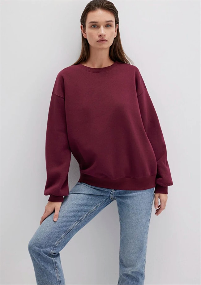 Mavı M1610198-70415 Wındsor Wıne Kadın Bısıklet Yaka Oversıze Basıc Sweatshırt