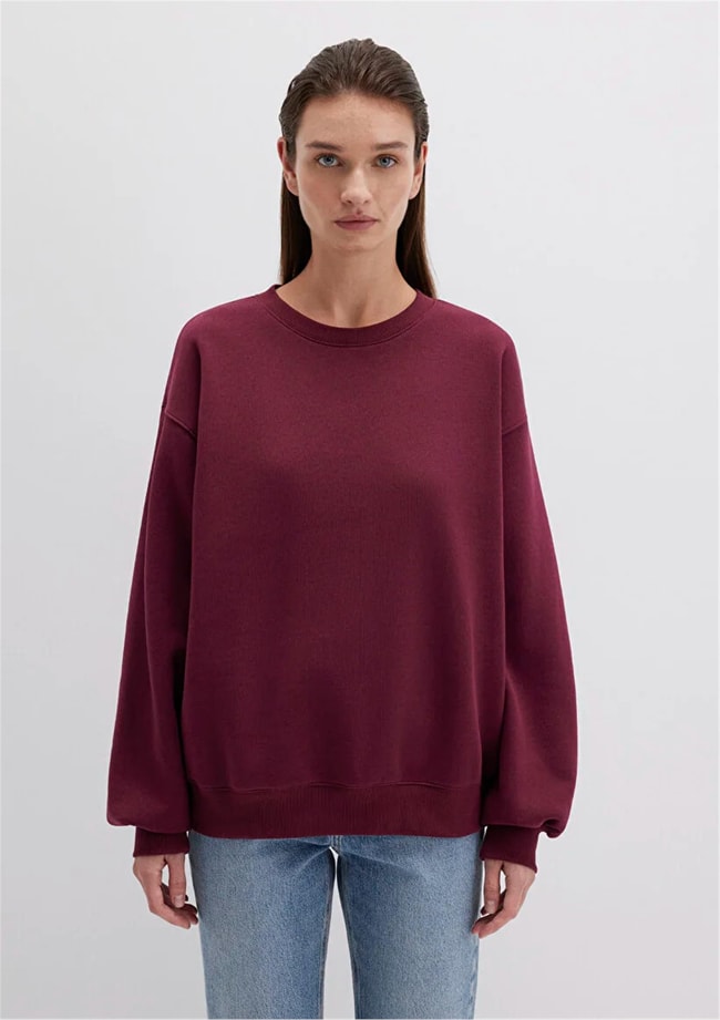 Mavı M1610198-70415 Wındsor Wıne Kadın Bısıklet Yaka Oversıze Basıc Sweatshırt