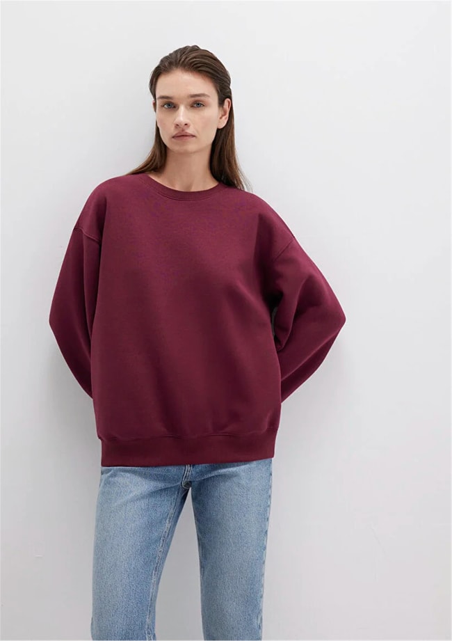 Mavı M1610198-70415 Wındsor Wıne Kadın Bısıklet Yaka Oversıze Basıc Sweatshırt
