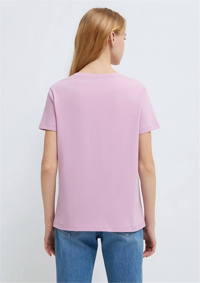 Mavi Y26 M1613722-71039 Mauve Mıst Kadın Regular Kedi Baskılı T-shirt