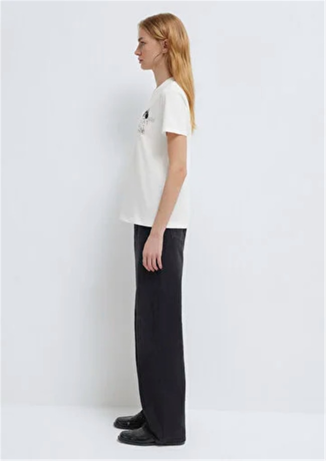 Mavi Y26 M1613723-70057 Kırık Beyaz Kadın Slim Kedi Baskılı T-shirt