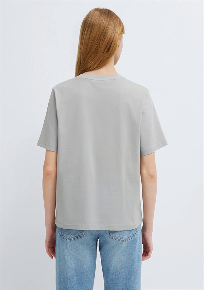 Mavi Y26 M1613876-70075 Açık Gri Kadın Regular Kedi Baskılı T-shirt