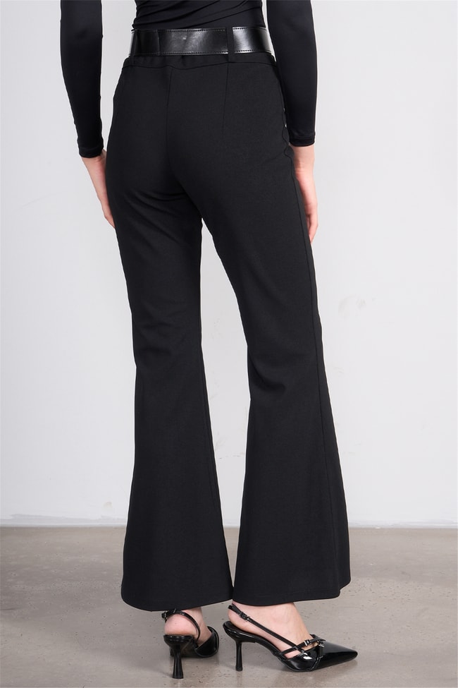 Miss Nisa 221-1 Siyah Kadın Kemerli Pantolon