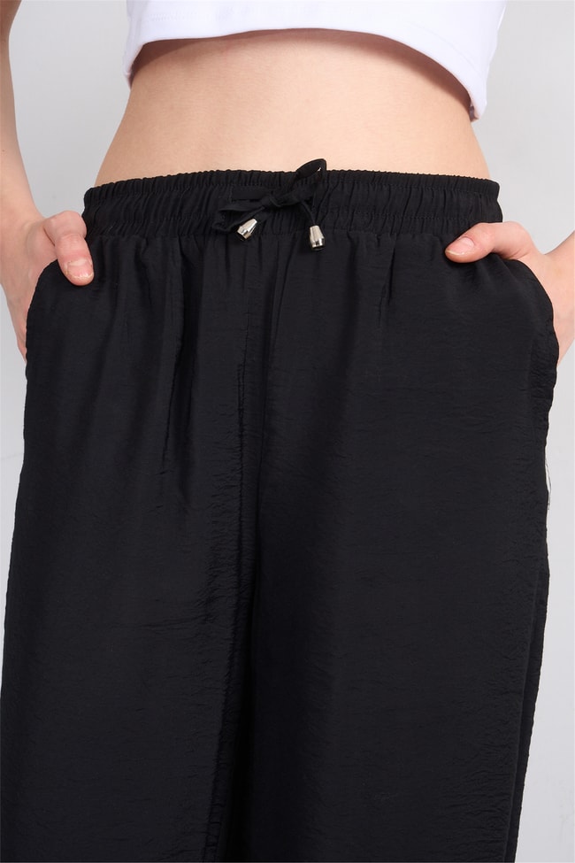 Miya Mira Modest 7899 Bayan Rita Geniş Paça Pantolon Siyah