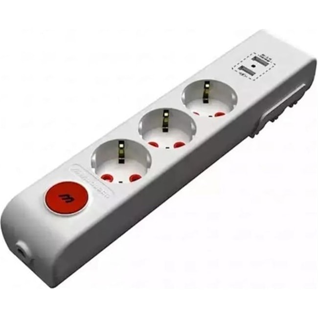 Mutlusan Rı-Tech Üçlü Usb Anaht. Top.Lı Grup Priz(Ç.K.)(Klemensli)