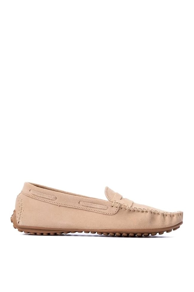 Oflaz 1329Y 101 Bej Bayan Derı Loafer Ayakkabı