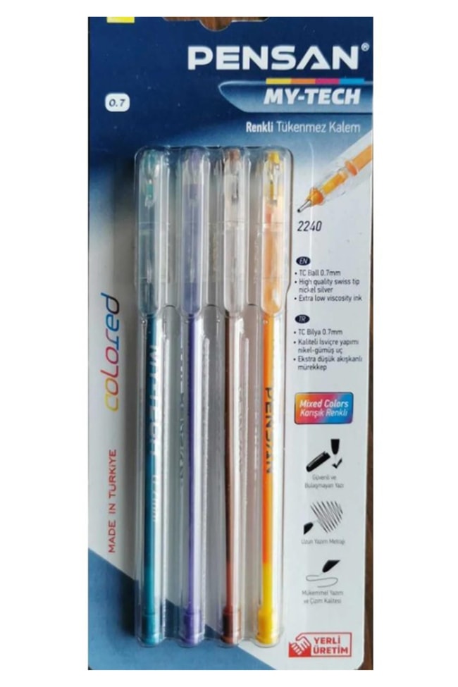 Pensan Pe02240Tkmt4Renk 0,7 Mm My-Tech Tuk.Kalem Renklı 4 Lu Bls