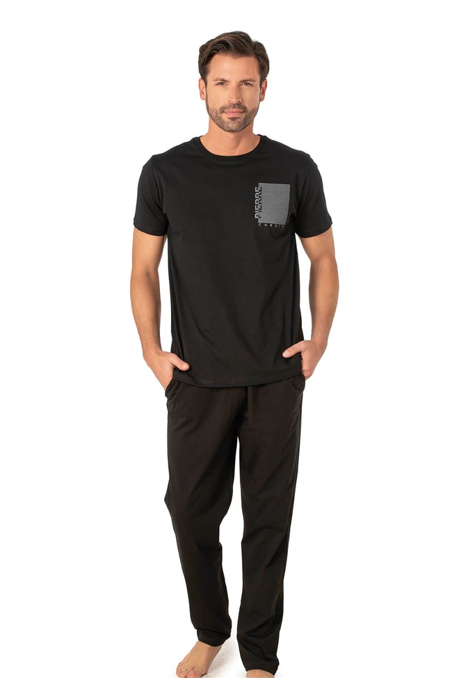 Pierre Cardin Y25 6075 Siyah Erkek Penye Pijama Takımı
