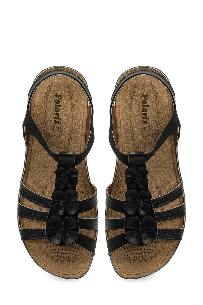 Polarıs A10225094812010 6M 157362.Z6Fx Sıyah Kadın Geleneksel Comfort Duz Sandalet