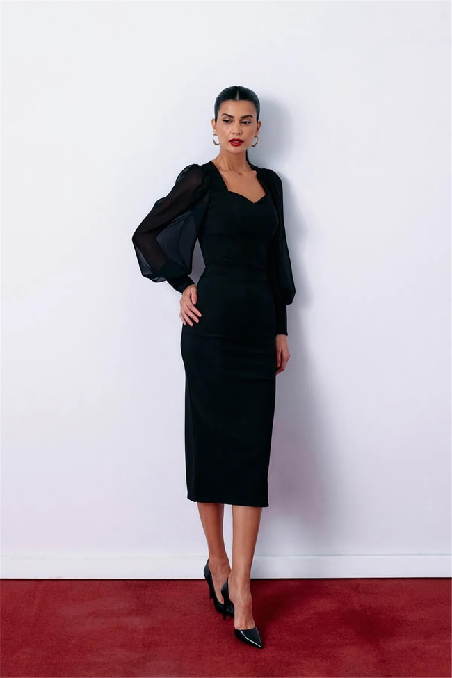 Sateen 1037-4019 Siyah Kadın Kalem Etek