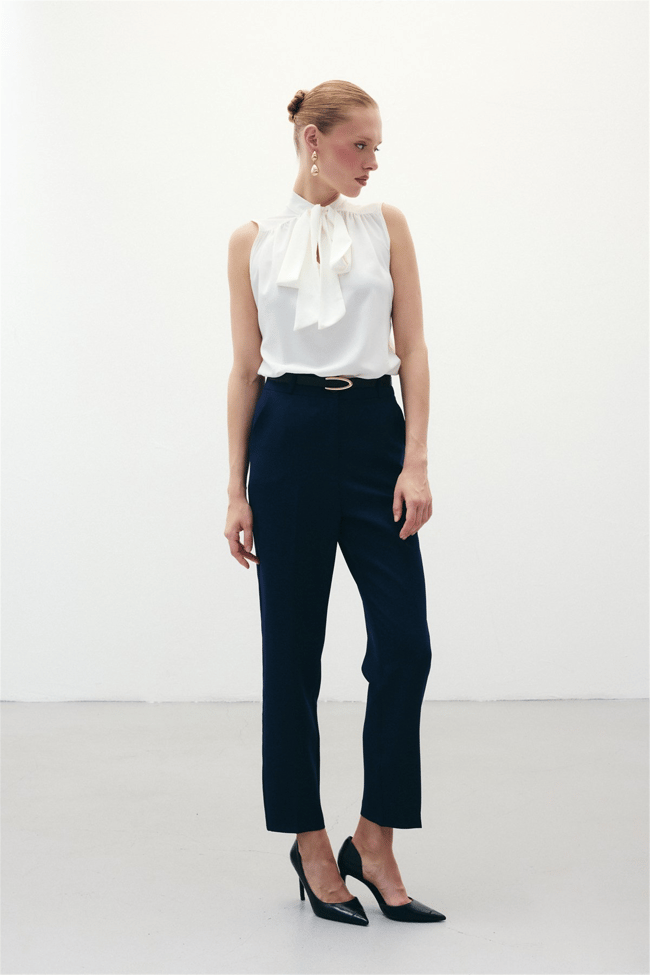 Sateen 1860-506 Lacivert Kadın 6 Kemerlı Pantolon