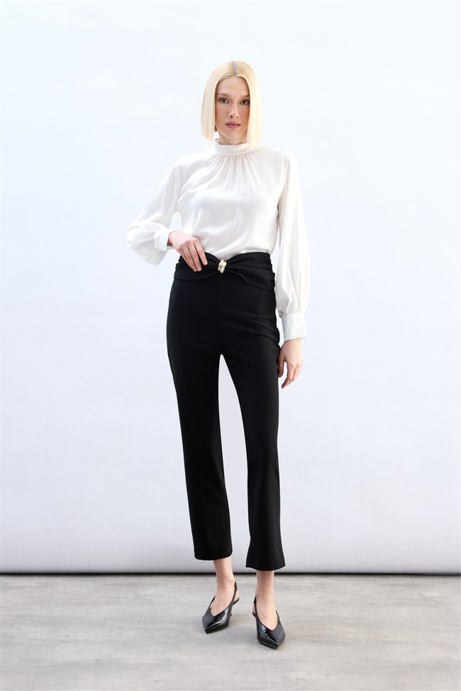 Sateen Y26 1993-5080 Aksesuar Detaylı Pantolon Siyah