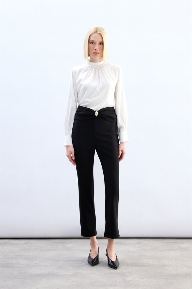 Sateen Y26 1993-5080 Aksesuar Detaylı Pantolon Siyah