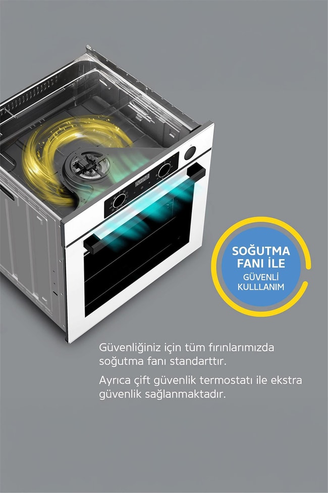 Simfer 7327 8 Fonksiyon Ankastre Siyah Cam Fırın 8 Fonksiyon Power Turbo Dijital