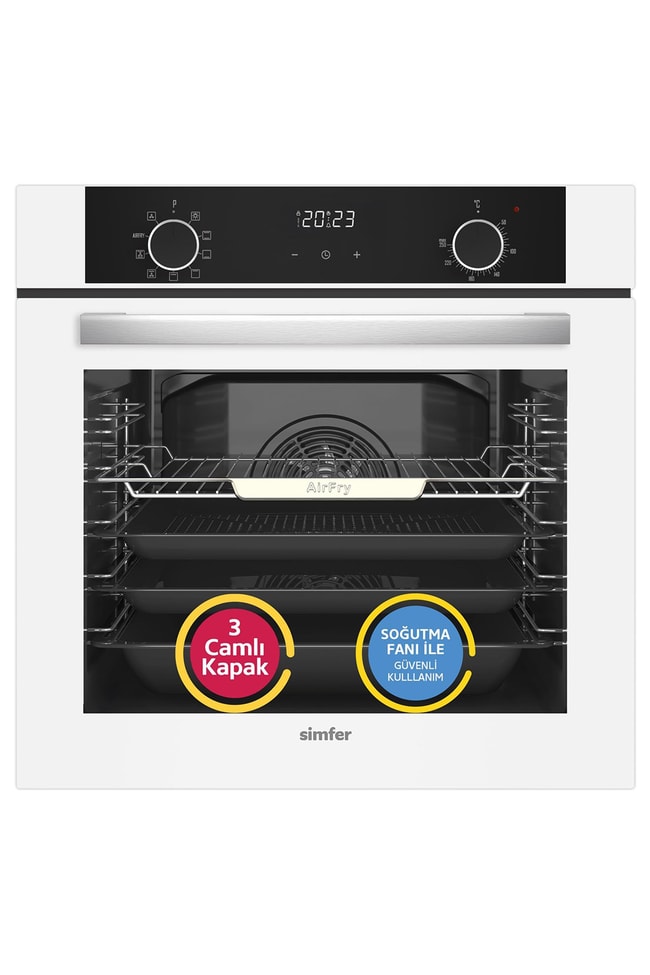 Simfer 8216 10 Fonksiyon Airfry Plus Siyah Cam Ankastre Fırın Dijital