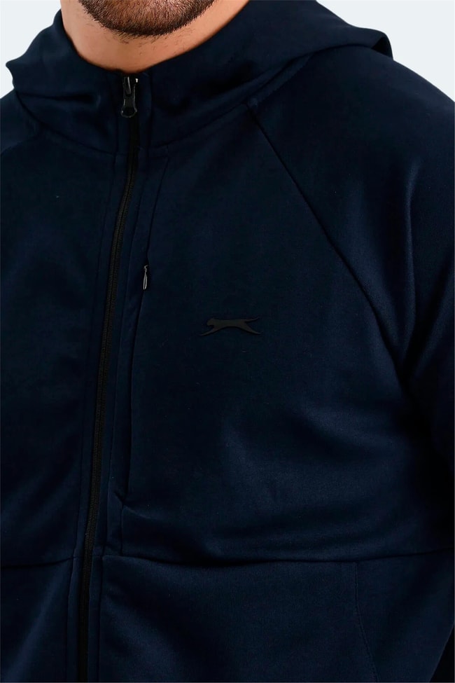 Slazenger St24We053-400 Vıolet Lacıvert Erkek Kapusonlu Tam Fermuarlı Sweatshırt