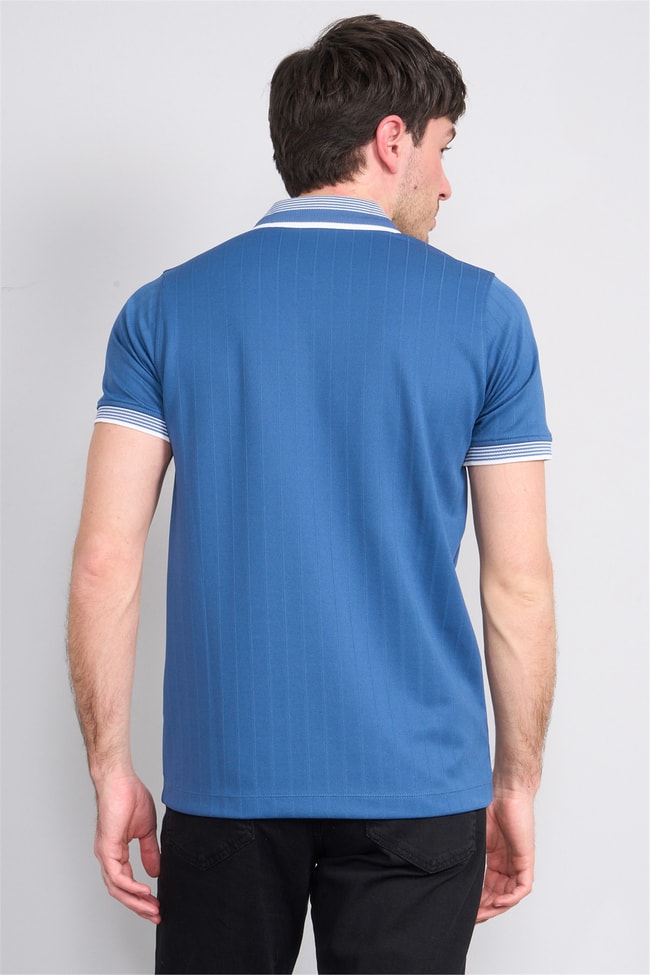 Troy Y26 26542 İndigo Erkek Cupra V Pat Polo T-Shirt