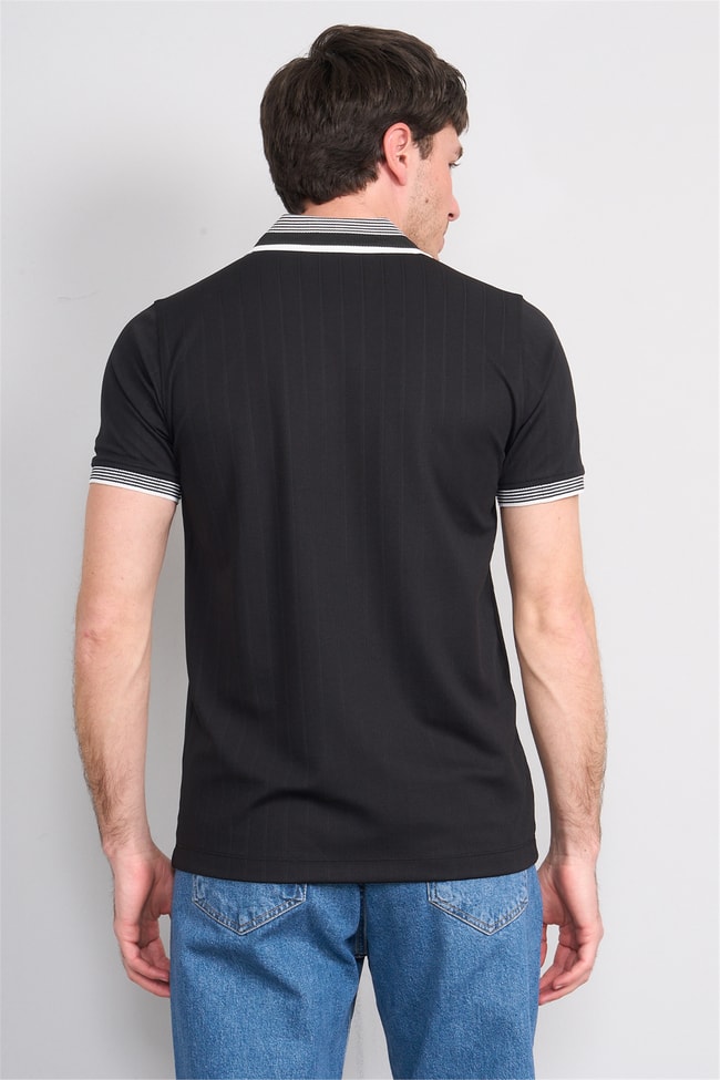 Troy Y26 26542 Siyah Erkek Cupra V Pat Polo T-Shirt