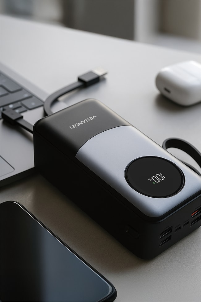 VENANDİN PWB40A1 40.000 Mah Powerbank 22.5W Hızlı Şarjlı Dijital Göstergeli Taşınabilir Şarj Cihazı
