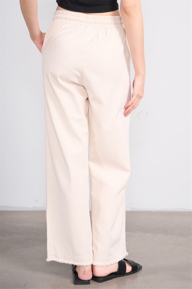 Volumex Y26 Z-233 Bej Kadın Bol Gabardin Pantolon
