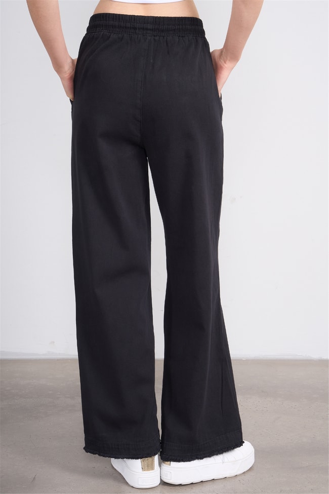Volumex Y26 Z-233 Siyah Kadın Bol Gabardin Pantolon