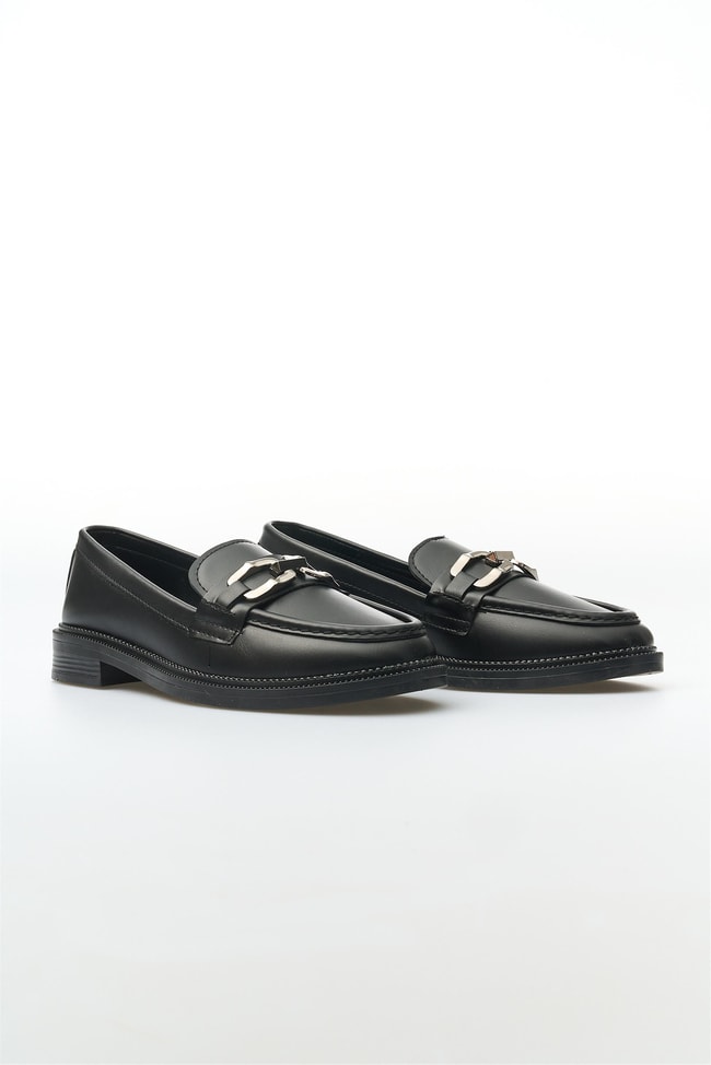 White Line 131-201 Siyah Kadın Loafer Ayakkabı
