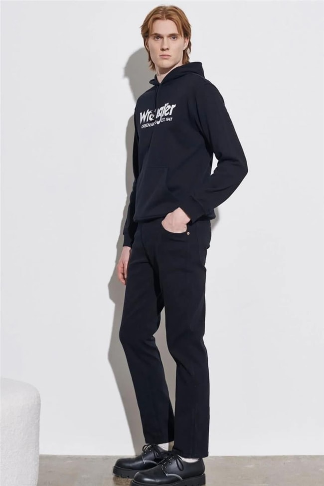 Wrangler W12S Siyah 001 Erkek Slim Normal Bel Dar Texas Slim Jean Pantolon