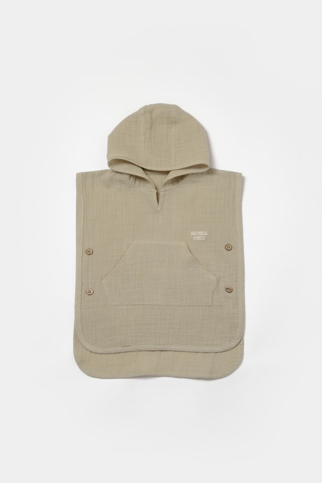 Unisex Çocuk Pamuklu Bej Müslin Panço Havlu