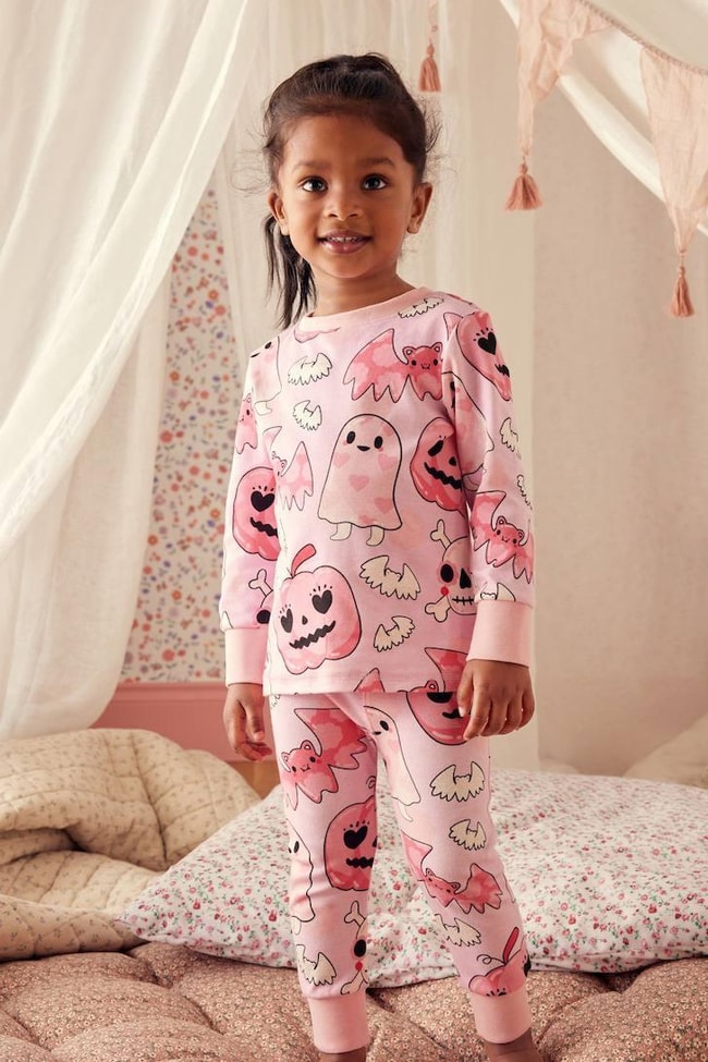 Pembe Desenli Pamuklu Sweatshirt Eşofman Alt-Üst Pijama Takımı