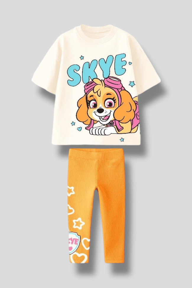 Kız Çocuk Paw Patrol Skye Baskılı Tişört ve Tayt Takımı – 2'li Set, Pamuklu ve Rahat