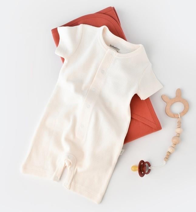 Unisex Bebek Organik Pamuklu  Kısa Kollu Tulum