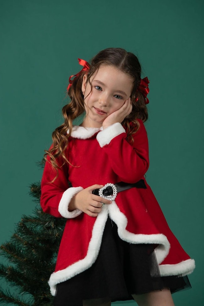 Kız Çocuk Yeni Yıl Yılbaşı Noel Elbise