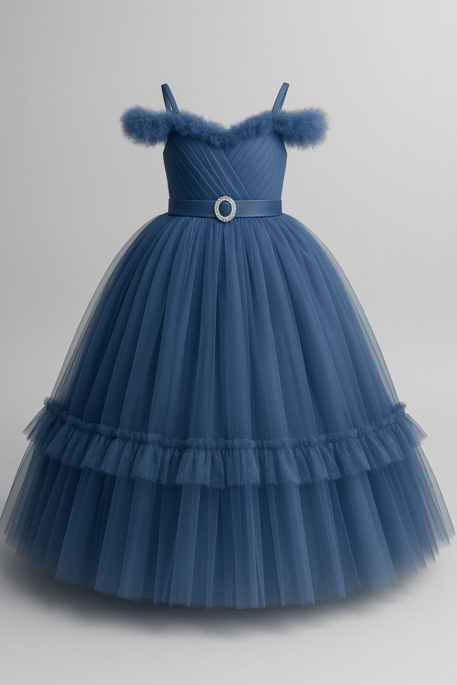 Kız Çocuk Tarlatanlı Tüllü Kabarık  Abiye Elbise 