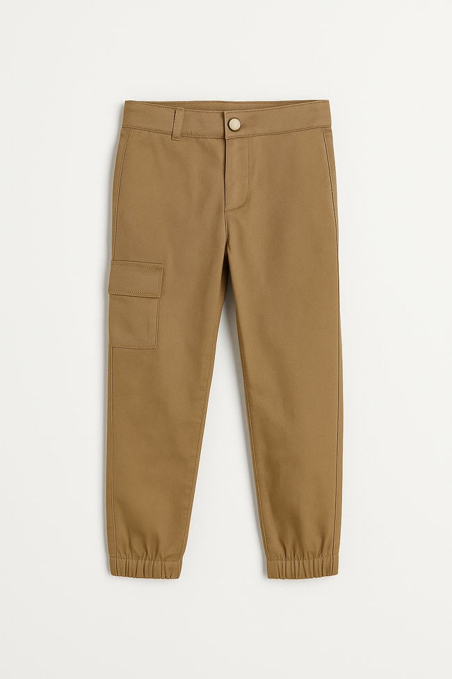 Erkek Çocuk Pamuklu  Kargo Cep Okul Pantolonu - Lastikli Paça Rahat Kesim