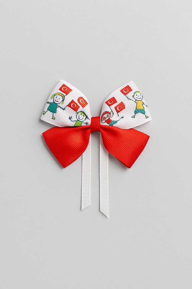 Kız Çocuk Bayrak Temalı Pamuklu Fiyonk Toka - 23 Nisan Kutlamalarına Özel