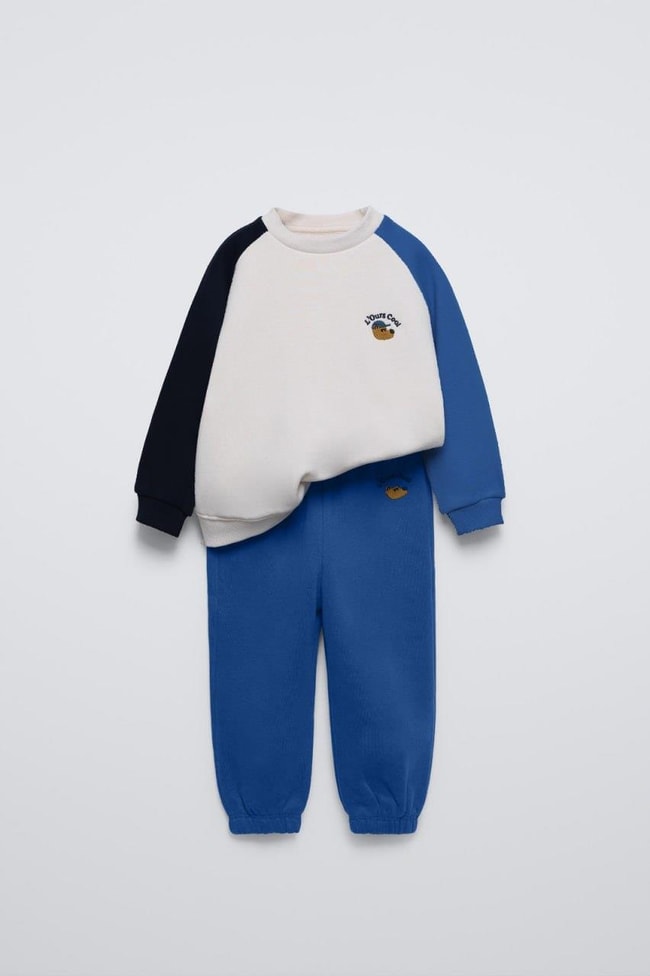 İşlemeli Kışlık Pamuklu Sweatshirt Jogger Eşofman Alt-Üst Takım Erkek Çocuk 
